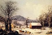 George Henry Durrie, Red School House, Winter